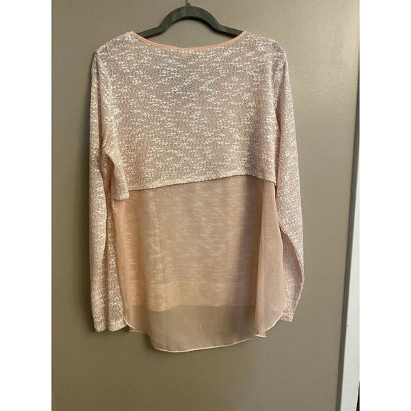 Extra Touch Women Tunic Size 1X Peach Textured Long Sleeve Top Sheer Detail NEW - Picture 2 of 9